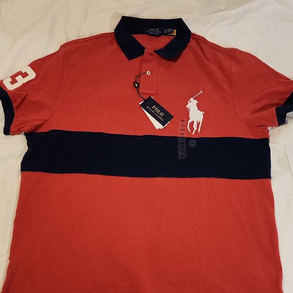 Polo by Ralph Lauren Red & Navy Block Stripe Polo